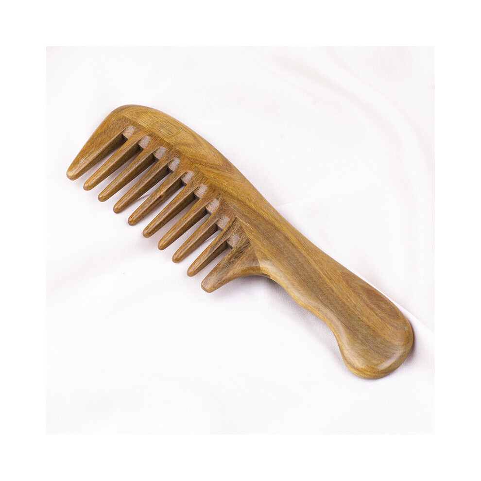 Gopatriot Memory Unisex Green Sandalwood Hair Comb - Anti-Static Handmade Wide Tooth Comb