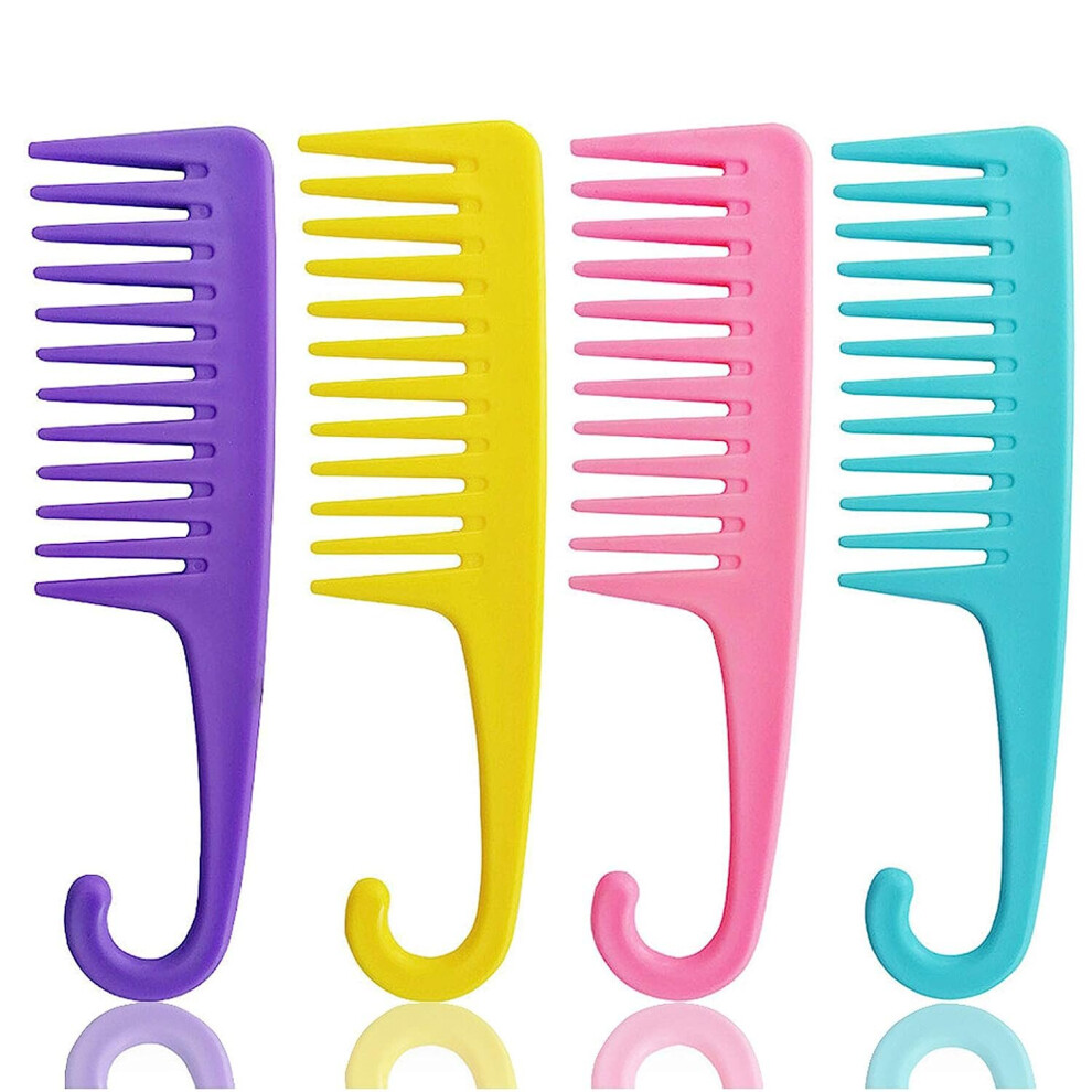 Gopatriot Memory Unisex Not,Specified 4-Pack Wide Tooth Comb Shower Comb, Detangling Comb With Hook
