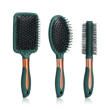 Hairbrush Set with Detangle Nylon Pin Massage Paddle Brush Pad Hair Comb (Green)