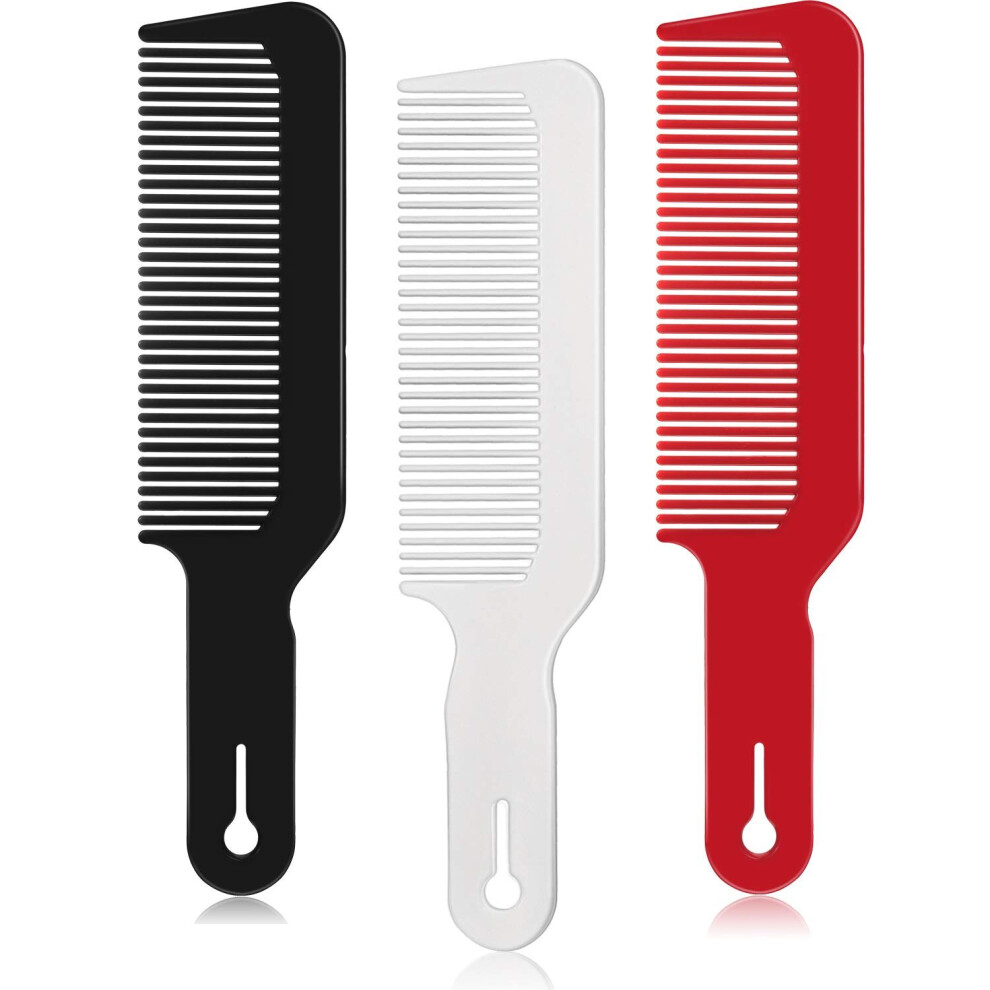 Gopatriot Memory Set Of 3 Flat Top Barber Combs Perfect For Flat Top Haircuts (Black, White And Red).