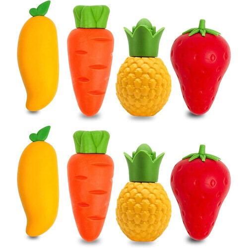 8 pack of fruit food erasers Educational fun erasers
