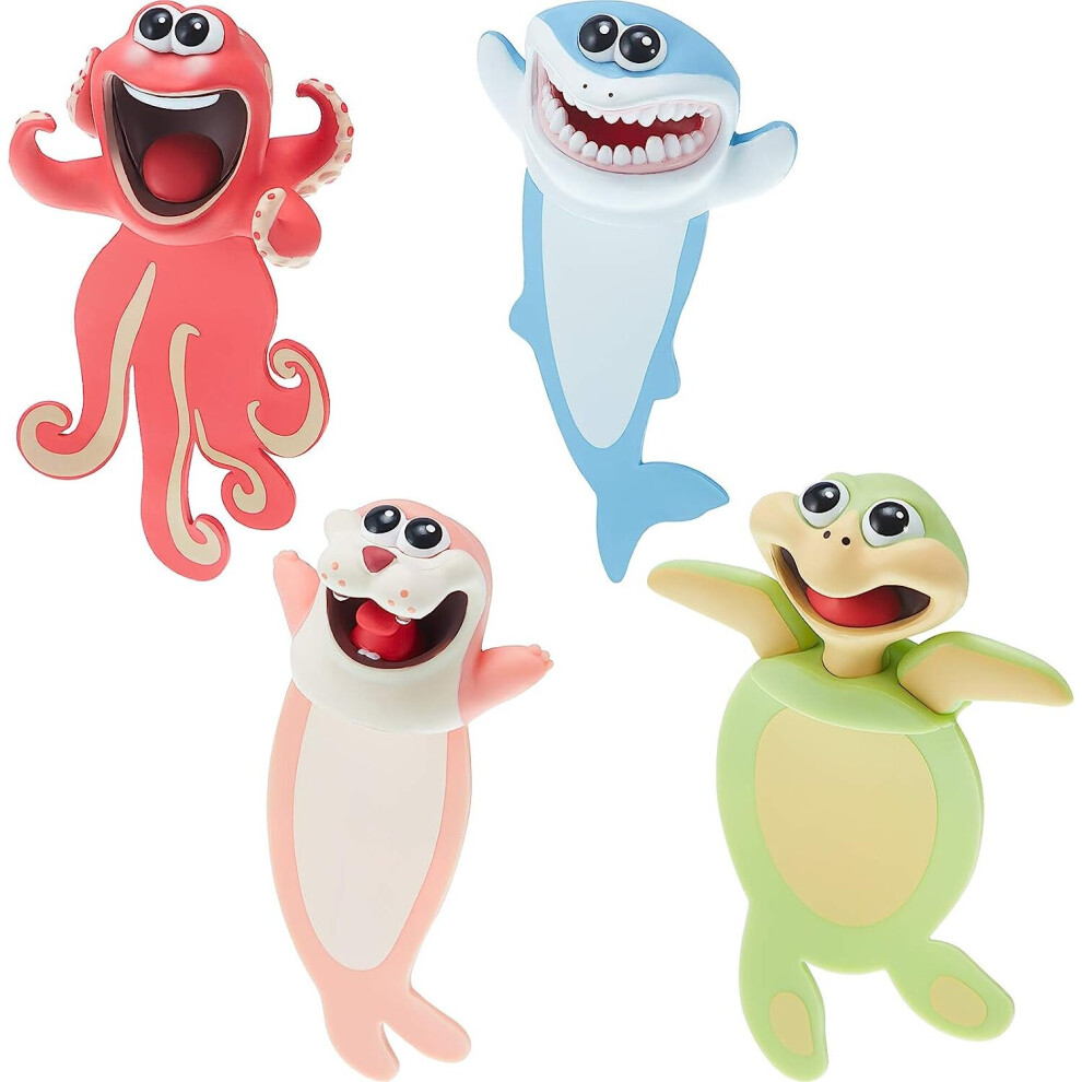 4-Pack 3D Cartoon Animal Bookmarks Fun Animal Reading Bookmarks