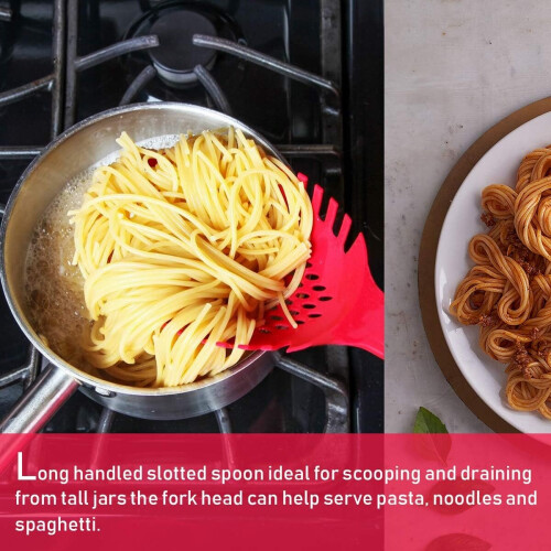 Nonstick Spaghetti Fork Slotted Spoon Food Strainer with Spaghetti Measuring Tool 2