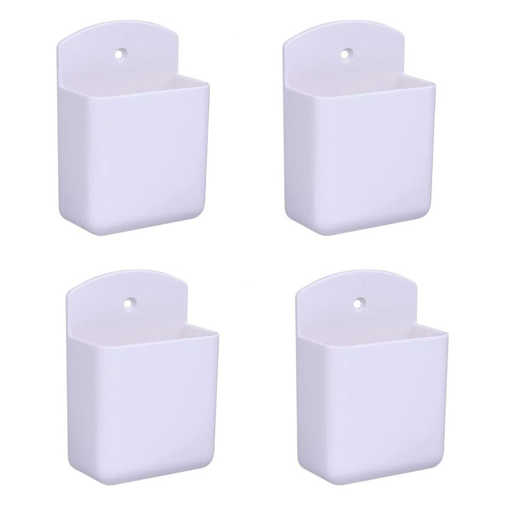 4 Pack White Remote Control Holder Wall Mount Media Storage Box