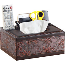 Tissue Box Lid Leather Vintage Rectangular Multifunction Remote Control Stationery Table