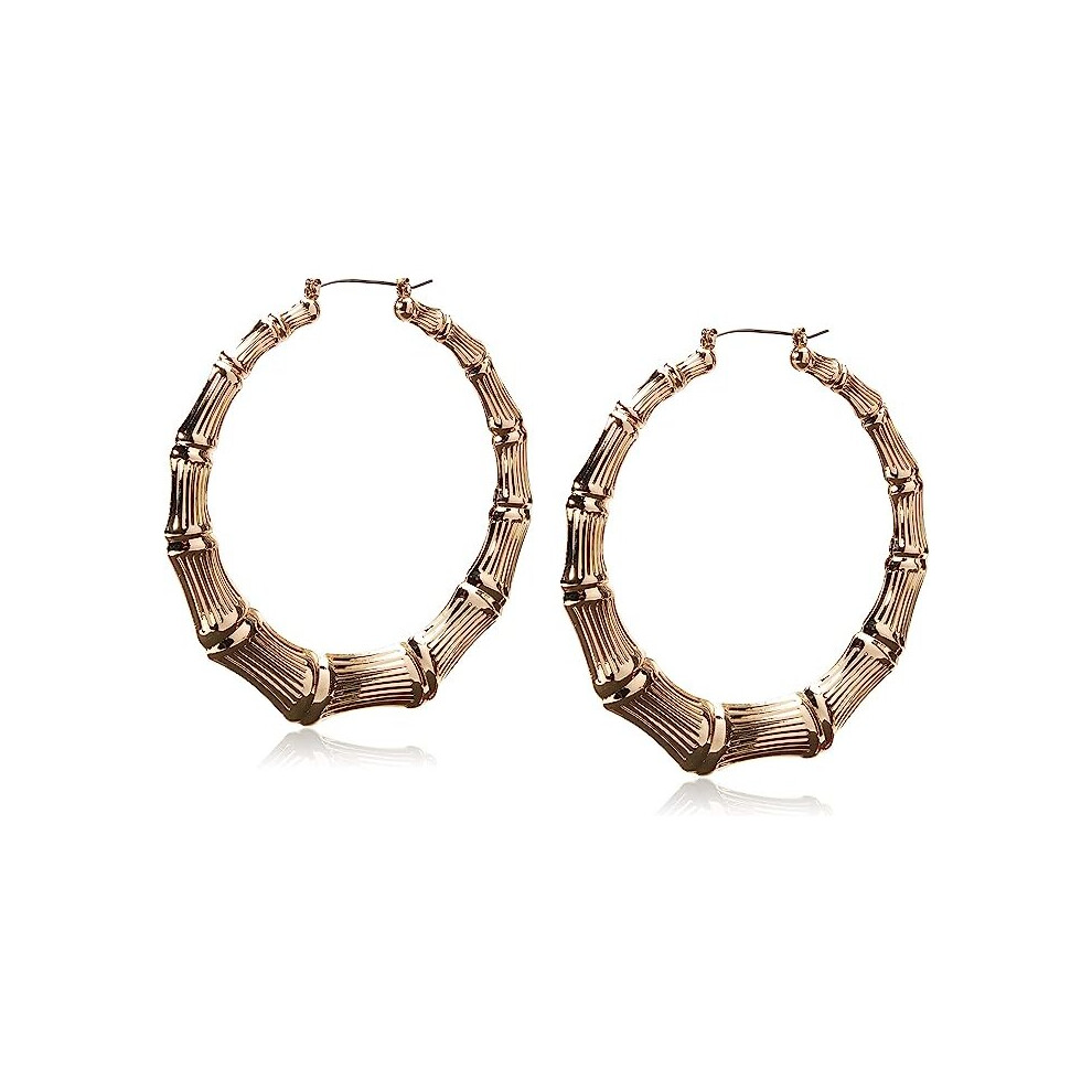 Metal Hoops Women's Bamboo Hoop Earrings, Gold, 3.5"-image-OPC-PBXDPK8-NEW