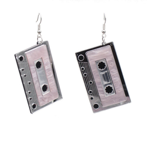 Cassette Tape Dangle Cute Pretty Earrings (Light Pink) 2