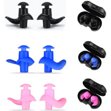 6 pairs of swimming earplugs with waterproof sound hole design and storage case (blue, pink, black)