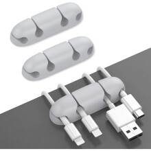 3-Pack Cable Holder Desktop Cable Clips Self Adhesive Cable Management Cord Organizer (Grey)