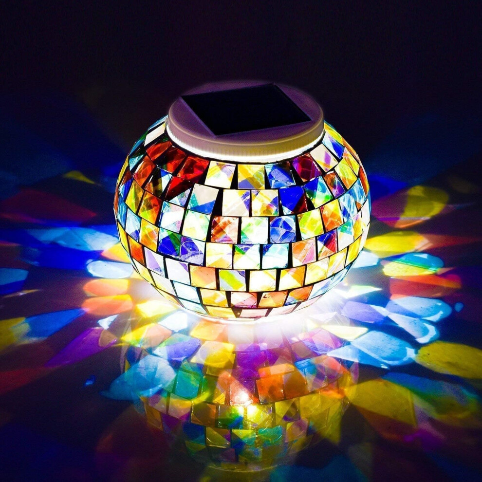 Color Changing Solar Glass Mosaic Sphere LED Garden Light