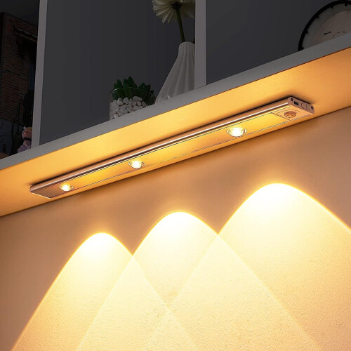 Under Cabinet Light Indoor LED Motion Sensor Light, USB Rechargeable 3 Light Modes