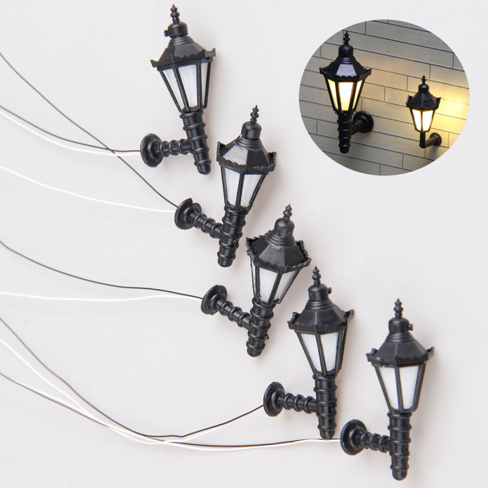 5pcs H-43mm Led Lamppost Lamps Lights Model Train Railway Park Wall Scale 1:25 3V Garden Lamps Miniature Lanscape Decor 20mA