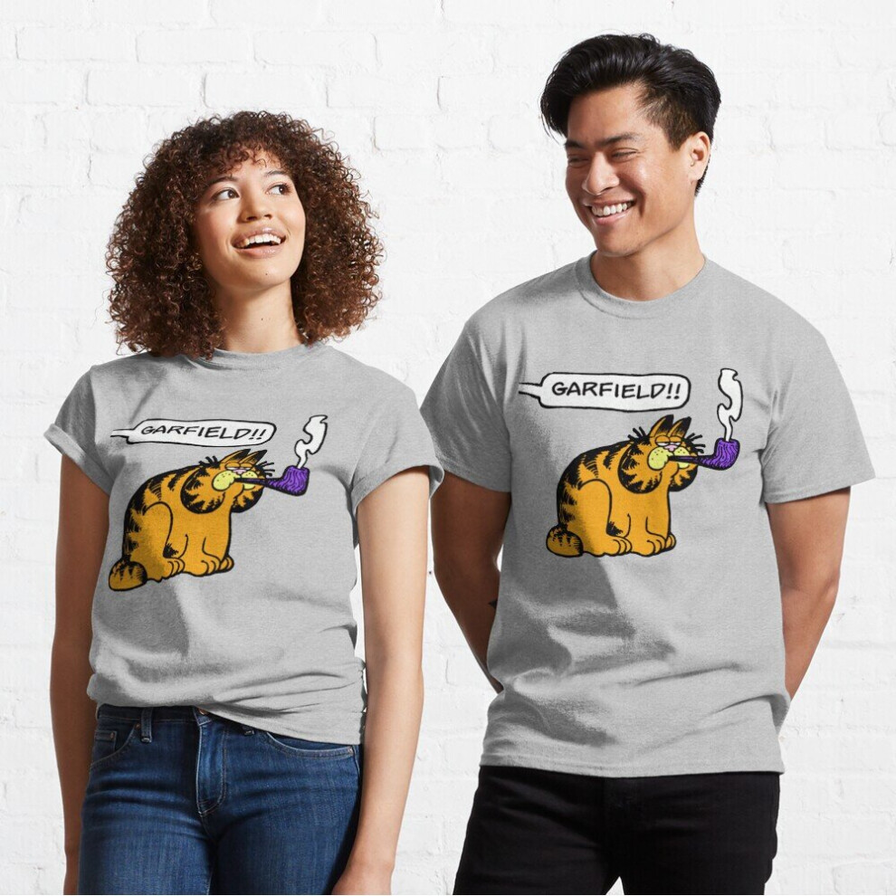 Mens Womens T-shirt Garfield Pipe Youth Toddler Short Sleeve Tee Tops Boys