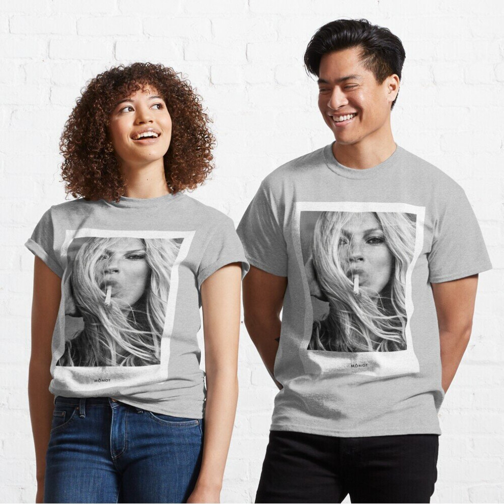 Mens Womens T-shirt Kate Moss Smoking Youth Toddler Short Sleeve Tee Tops Boys