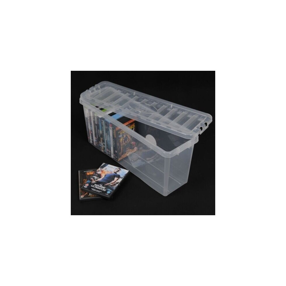 EZ Pack DURABLE DVD Storage Shelf Plastic Clear Box with Lid 36 DVDs