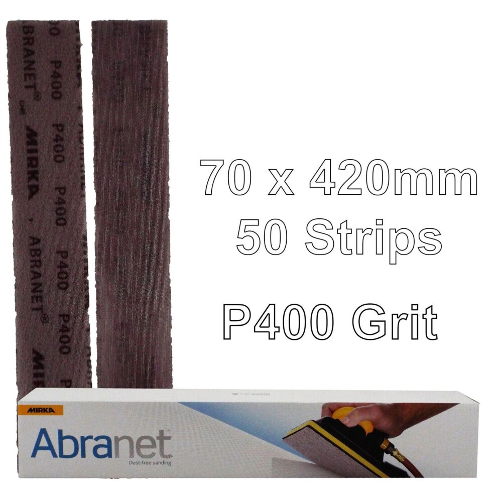 Mirka Abranet 70X420mm P400 Grit 50X Hooknloop Dust Free Sanding Abrasive Strips 6416868527858