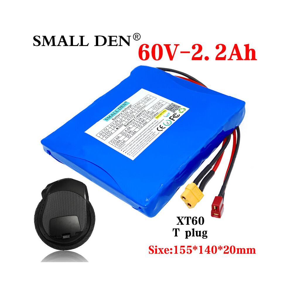 XT60-T plug- 16s1p 18650 60v 2200mah Lithium Rechargeable Battery for Self-balancing Electric Scooters and Unicycle