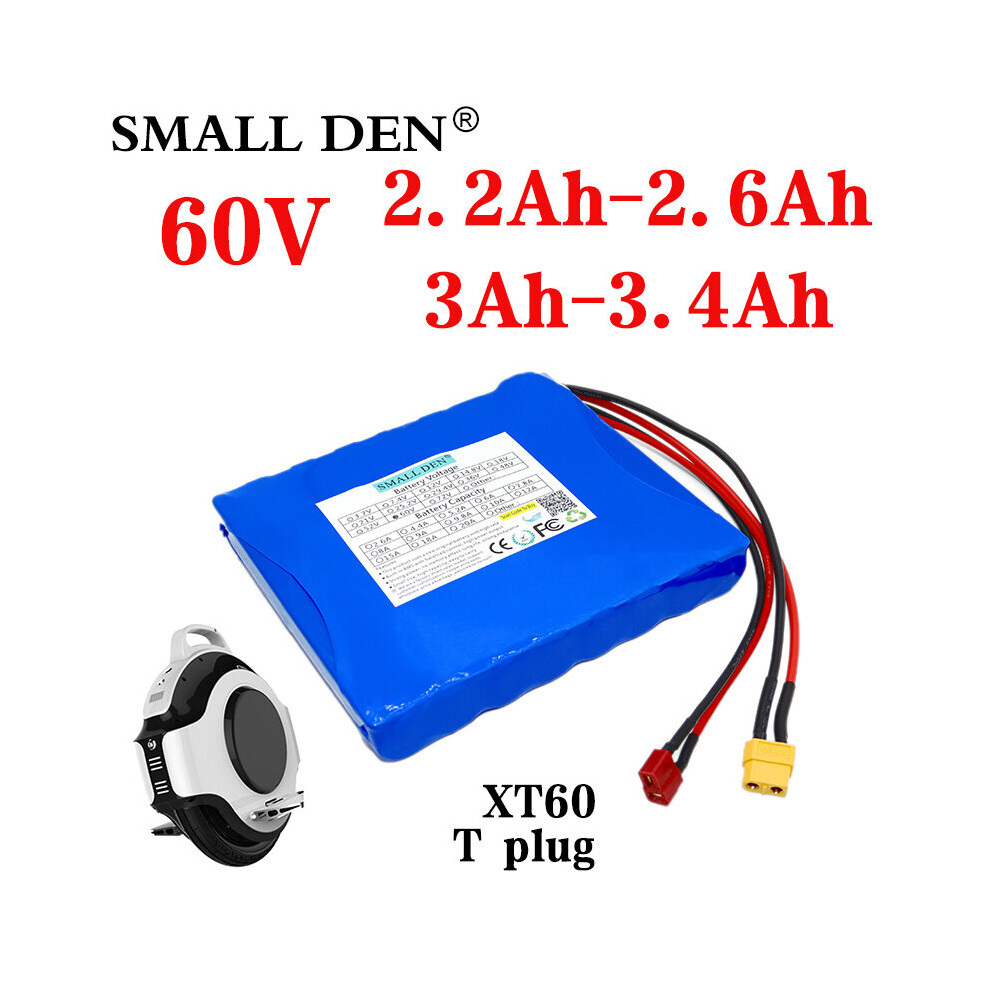 (60V 3Ah) Rechargeable Lithium-ion Battery For Electric Unicycle, 60v, 18650Ah, 2.2Ah, 3ah, 3.4Ah, 67.2v, 16s1p, Hg2