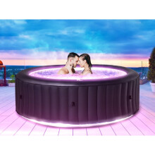 Mspa LED Glow Round 6 Person Aurora Inflatable Hot Tub Portable Pool