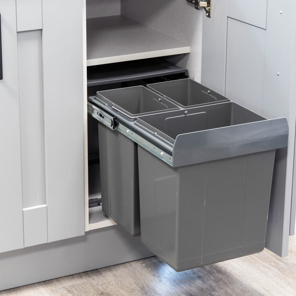 40 Litre Pull Out Under Counter Kitchen Waste Recycling Bin for 400mm