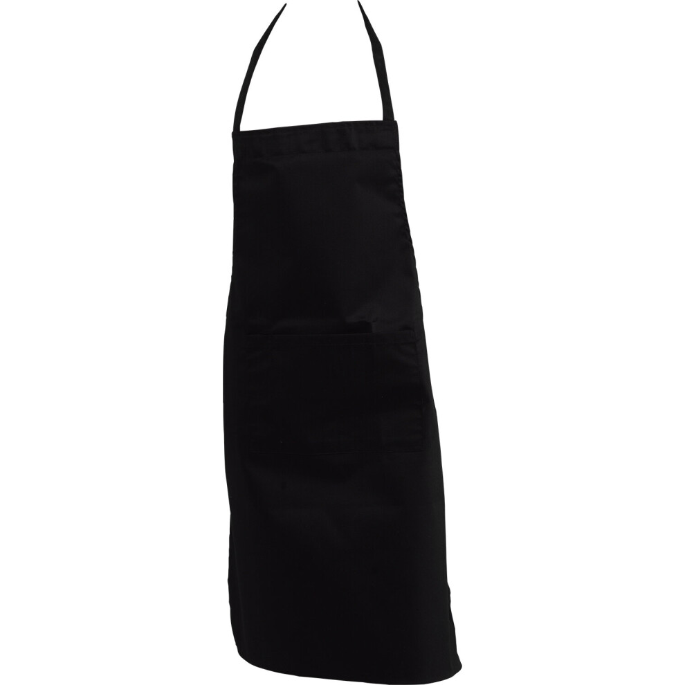 (Black, Single Apron) Cotton Bib Apron Large Pocket Kitchen Chef Baking