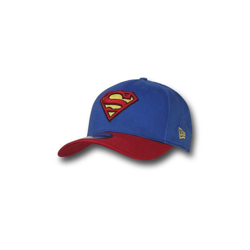 Superman capsupblured-s-m Superman Symbol Blue & Red 39Thirty Fitted Hat, Small & Medium