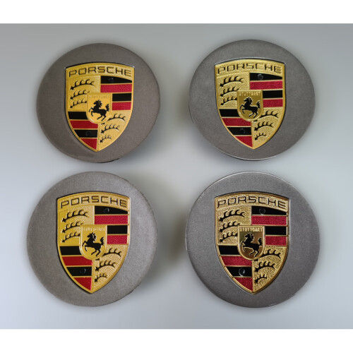 4pcs Porsche Wheel Centre Caps - 76mm - Grey