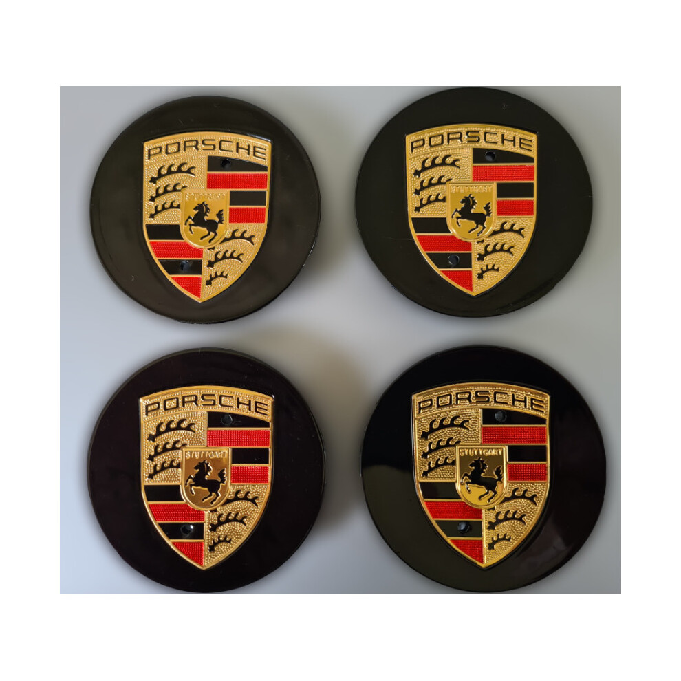 4x Porsche Wheel Centre Caps | Black 65mm