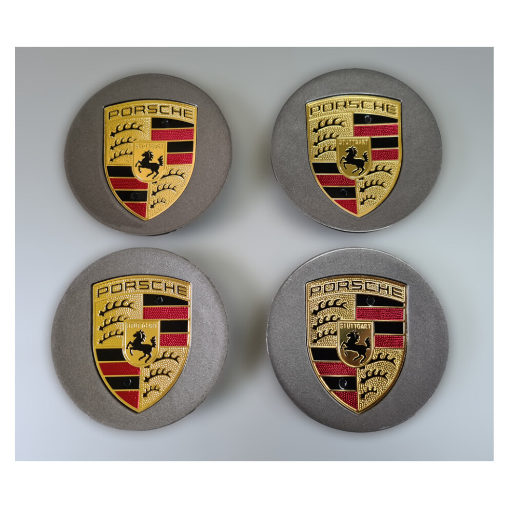 4pcs 65mm Grey Porsche Wheel Centre Caps - ABS/Aluminium, Weatherproof Replacement-image-OPC-PBXJRBP-NEW