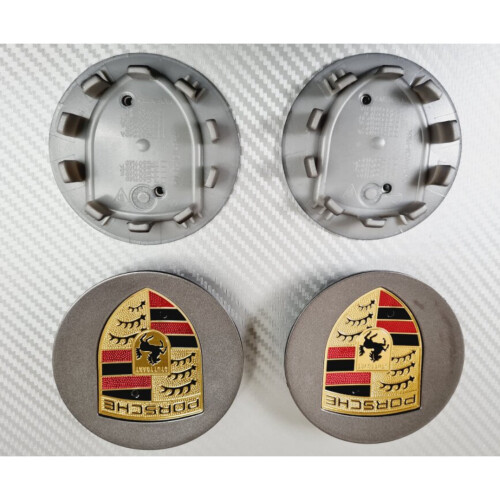 4pcs Porsche Wheel Centre Caps - 76mm - Grey 2