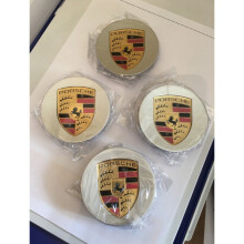 4pcs Porsche Wheel Centre Caps 65MM – Hub Badge Emblems, Silver, ABS+PC, Anti-Rust/Dust/Scratch, Easy Install