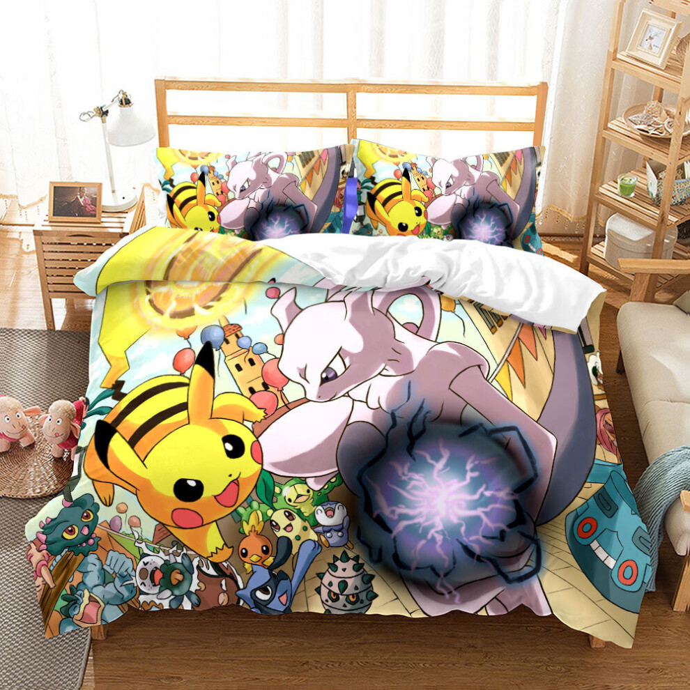 (Style 14, Single (135X200CM)/2PCS) Pokemon Printing Bedding Single Double Duvet Cover