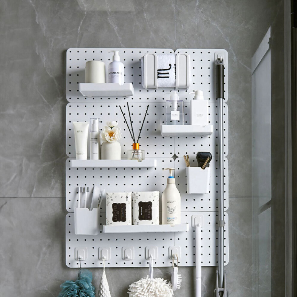 (Type C) White Pegboard Wall Storage Rack