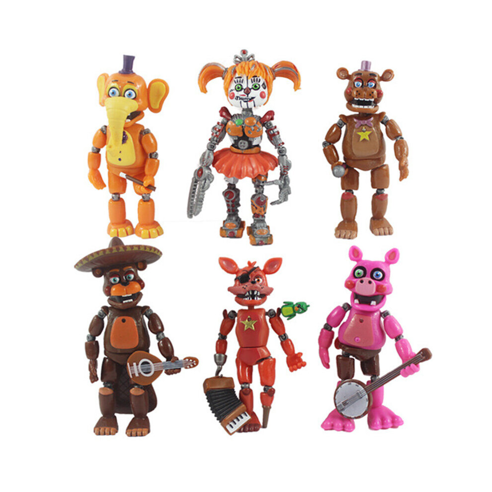 Five 6pcs Fnaf Nights At Freddys Light Up Action Figures Movable Joint Toy Game