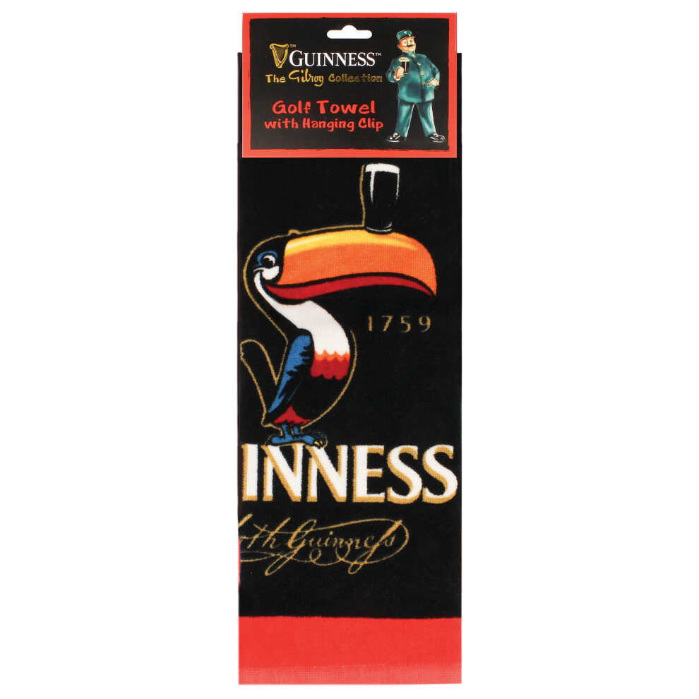 Guinness Gilroy Toucan Cotton Golf Towel with Carabiner Clip