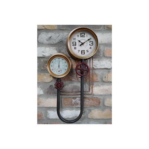Wall Mounted Industrial Pipe Clock | Pressure Gauge Style | Home Decor 1