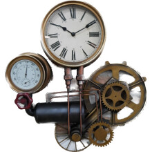 Wall Mounted Industrial Pipe Clock | Pressure Gauge Style | Home Decor