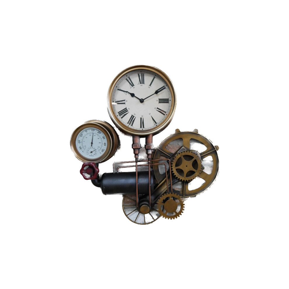 Wall Mounted Industrial Pipe Clock | Pressure Gauge Style | Home Decor