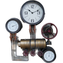 Wall Mounted Industrial Pipe Clock | Pressure Gauge Style | Home Decor