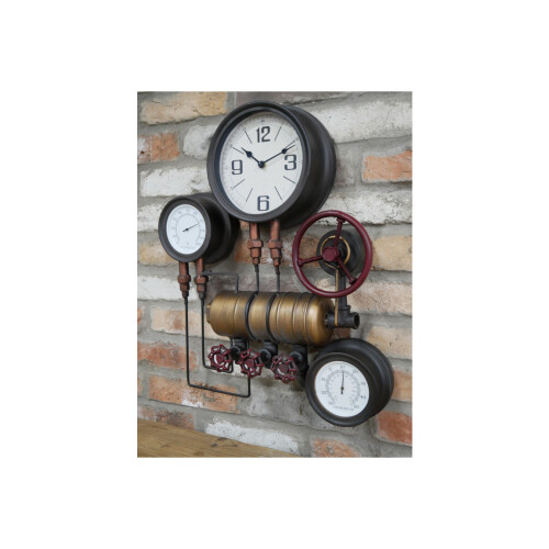 Wall Mounted Industrial Pipe Clock | Pressure Gauge Style | Home Decor 1