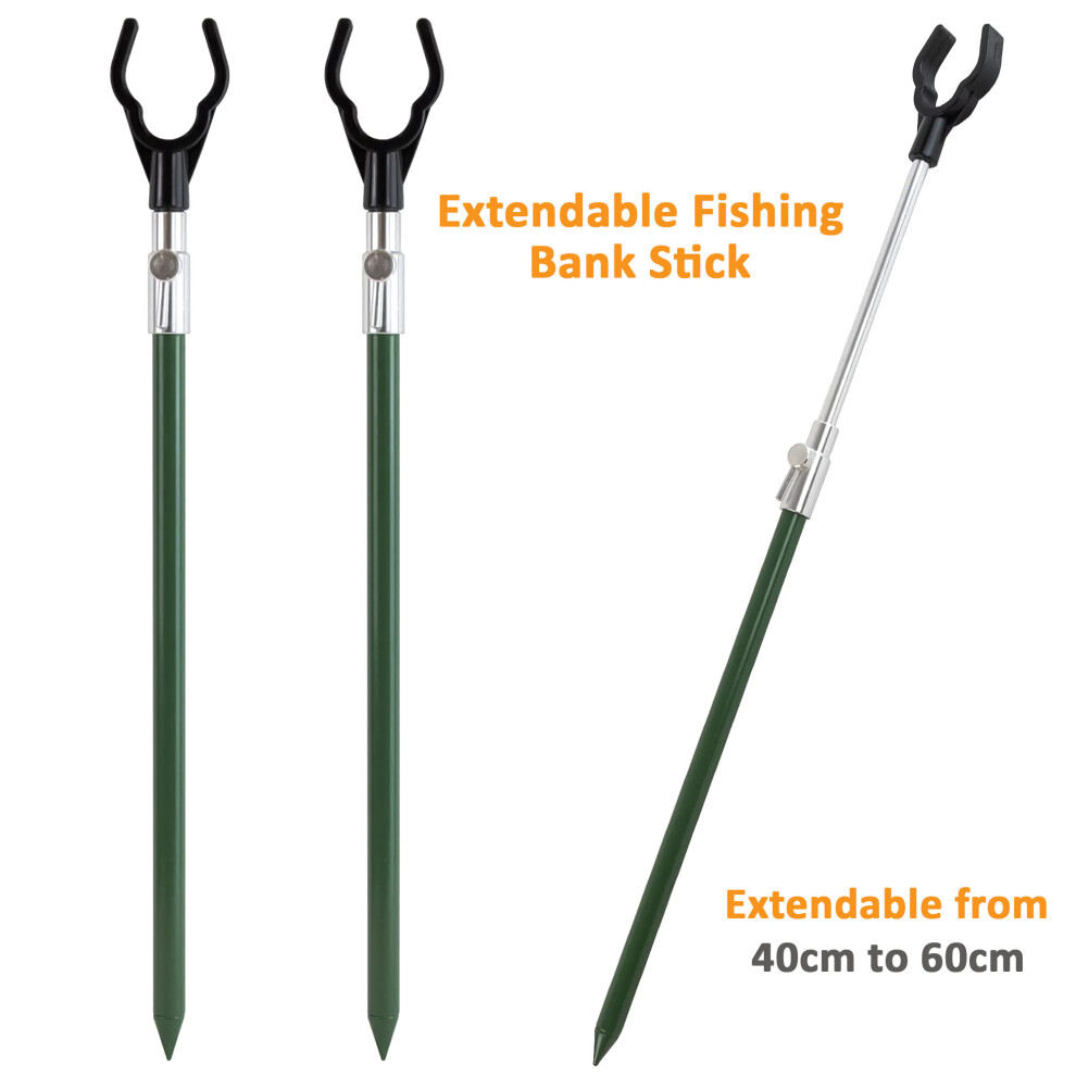 Denny Int Ltd (2 X Bank Sticks) Fishing Adjustable Extending Banksticks Telescopic Bank Sticks With Rod Rests
