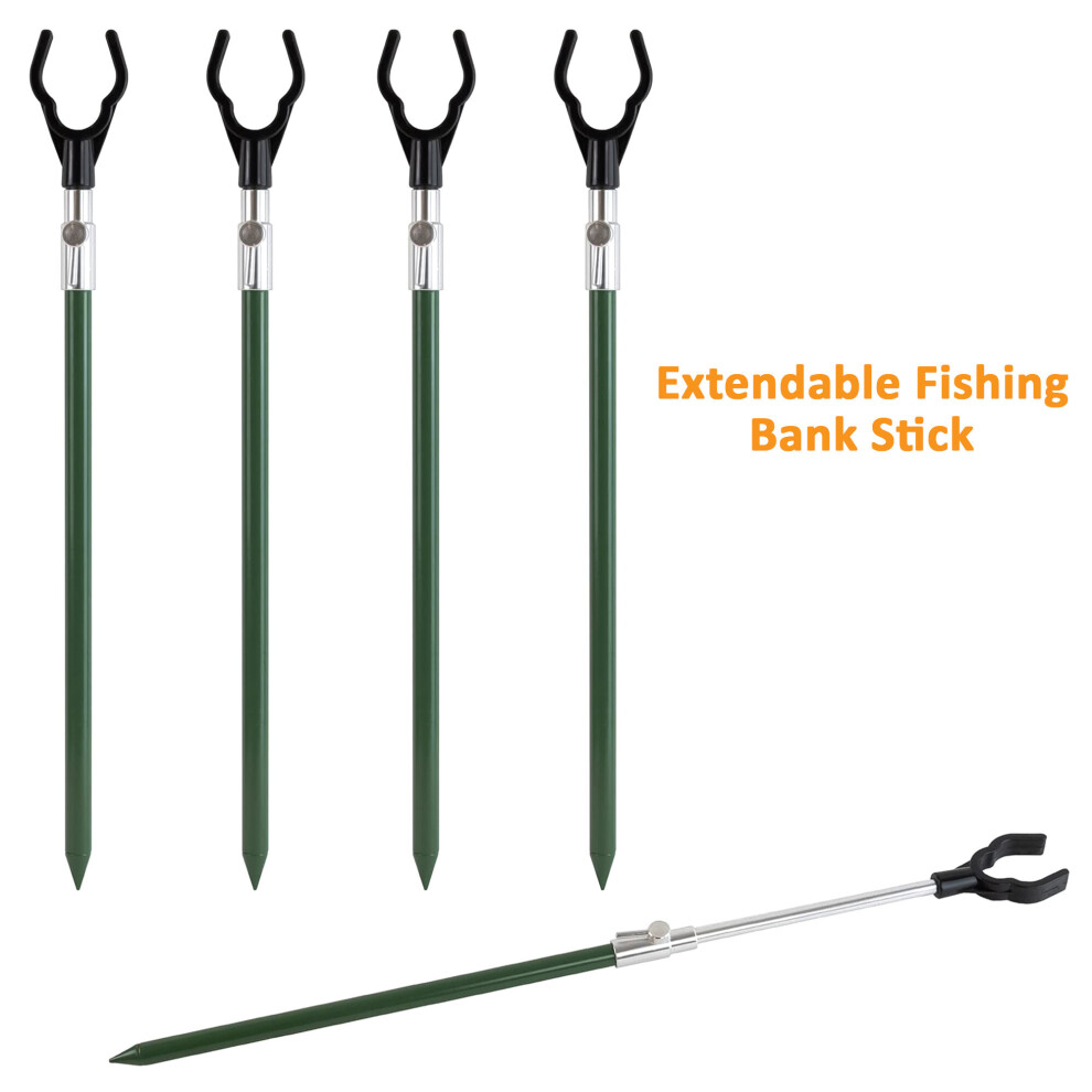 (4 X BANK STICKS) Fishing Adjustable Extending Banksticks Telescopic Bank Sticks With Rod Rests