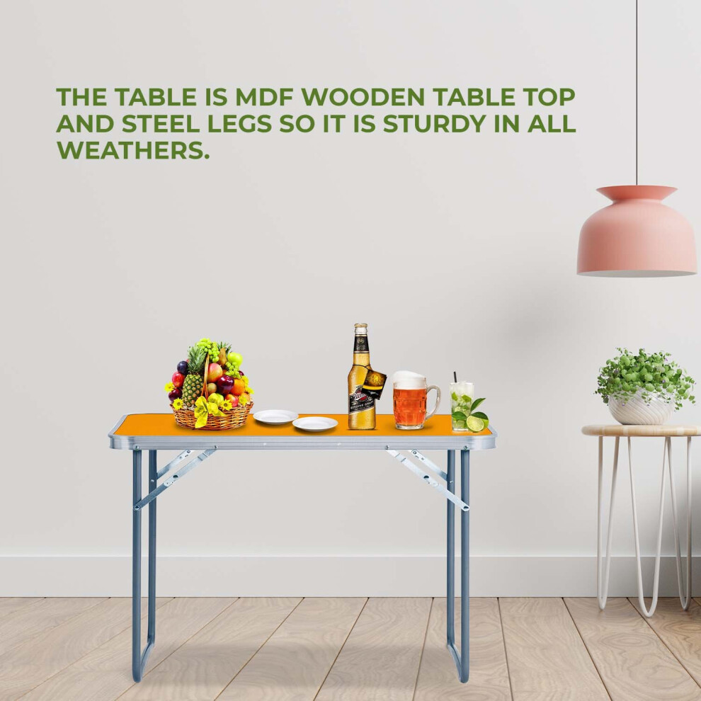 (ORANGE) MDF WOODEN TOP FOLDING DINING TABLE