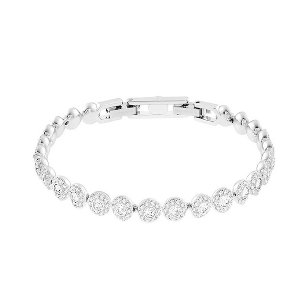 Swarovski white gold white diamond elegant round button drill bracelet