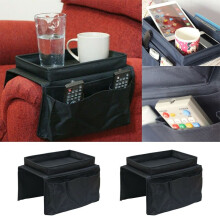 Armchair Chair Sofa Arm Rest Drinks Holder Remote Storage Remote Black