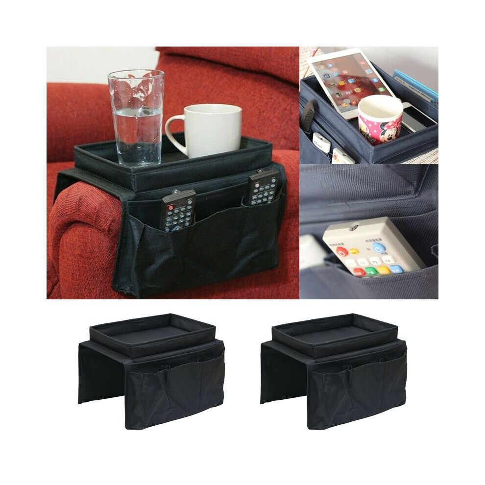Veishet Armchair Chair Sofa Arm Rest Drinks Holder Remote Storage Remote Black
