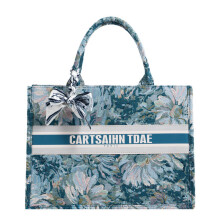 (Blue) Denim Womens Tote Bags Printed Casual Handbags