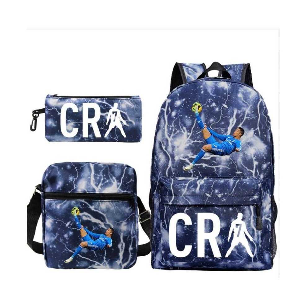 (A3) CR7 Football Star Ronaldo Shoulder Bag Student Schoolbag 3pcs