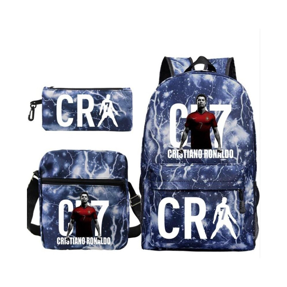 (A4) CR7 Football Star Ronaldo Shoulder Bag Student Schoolbag 3pcs