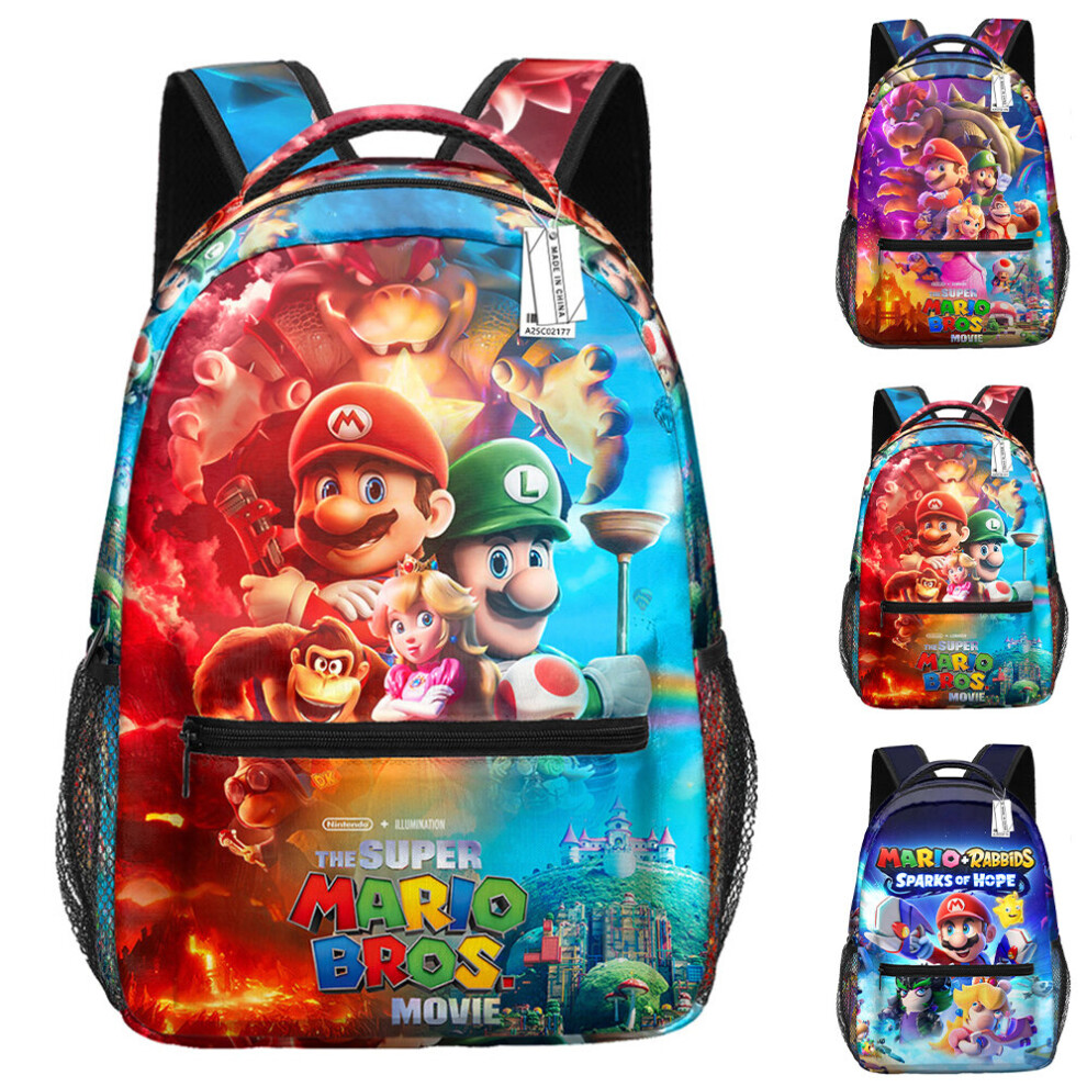 (C) Super Mario Kids Backpack Student Rucksack Children School Shoulder Bags Travel Bookbag